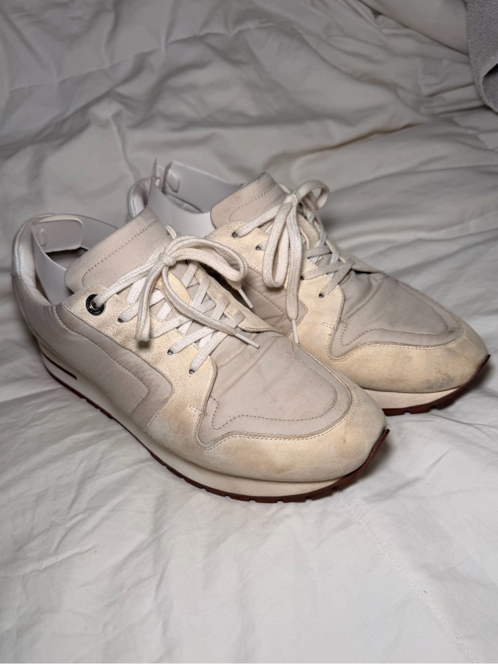 Loro Piana Cream White and Brown Sole Sneakers